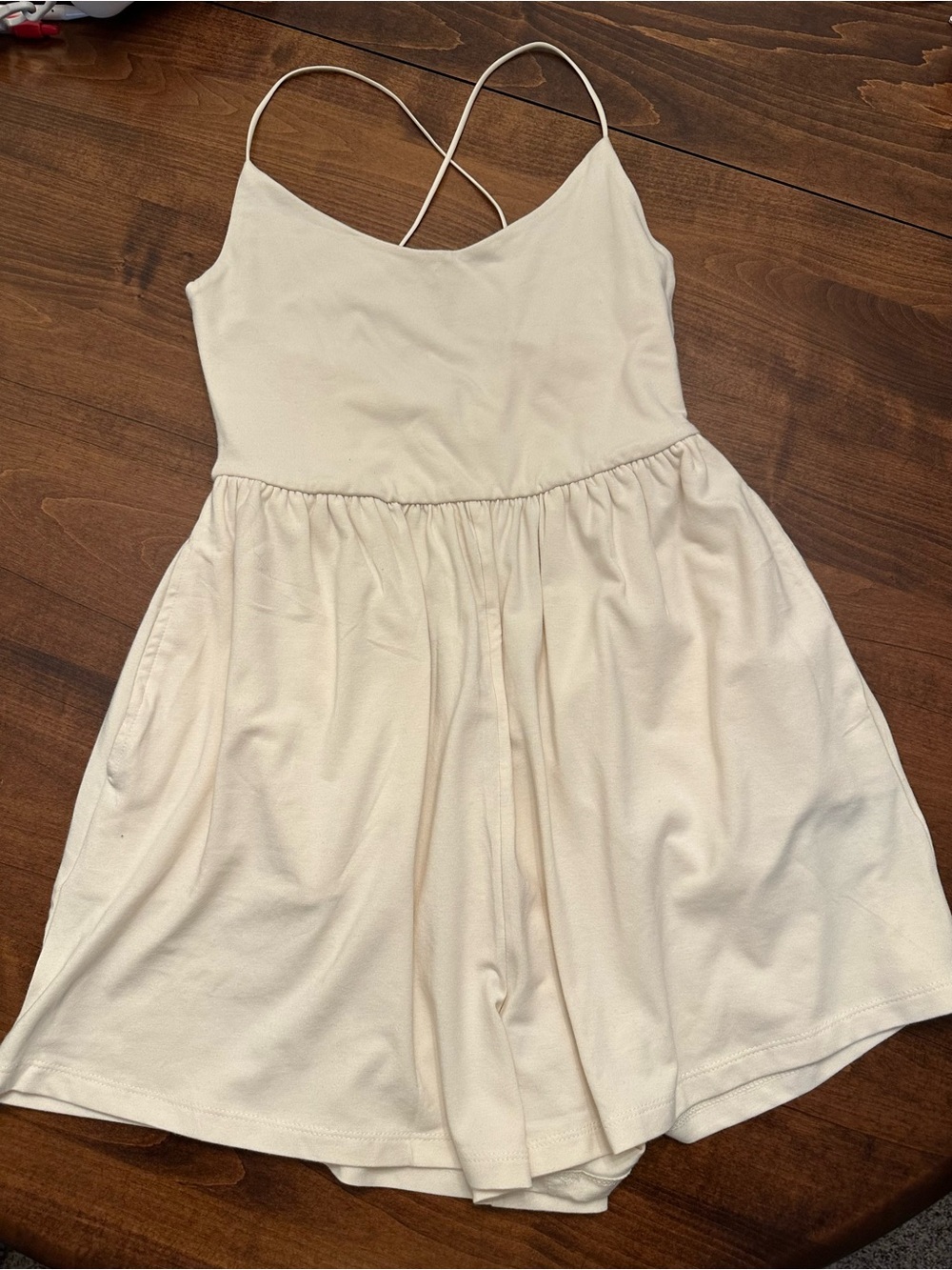 American Eagle Outfitters Cream Spaghetti-Strap Romper